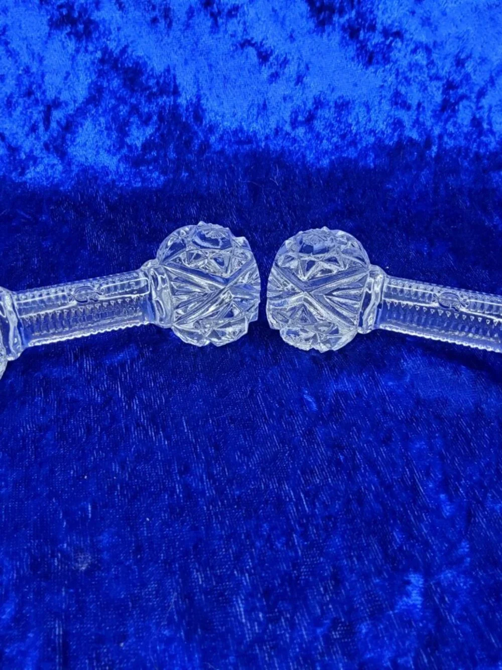 vintage pair of gorham cut lead chrystal barbell knife rest